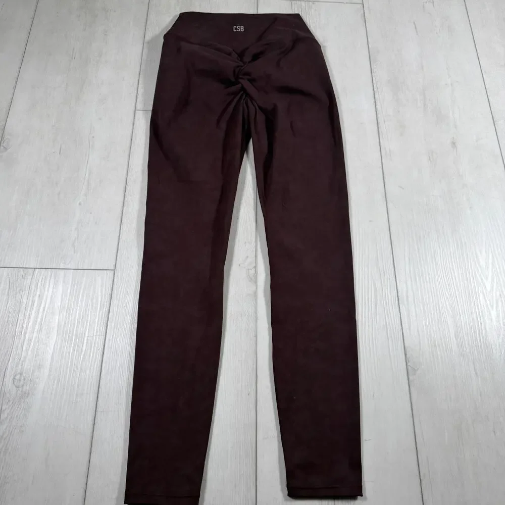 CSB Crop Shop Boutique Women's Medium Scrunch Leggings Blue Brown Lot Workout - Picture 9 of 15